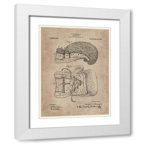 Patent Document of a Boxing Glove White Modern Wood Framed Art Print with Double Matting by CAG