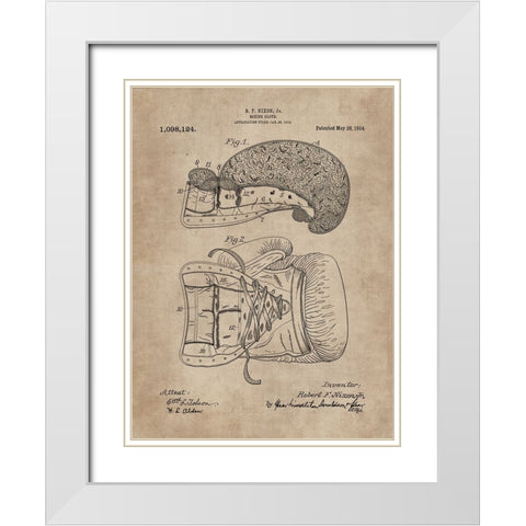 Patent Document of a Boxing Glove White Modern Wood Framed Art Print with Double Matting by CAG