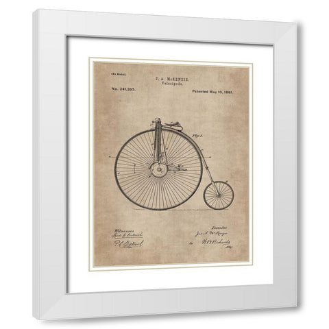 Patent Document of a Velocipede White Modern Wood Framed Art Print with Double Matting by CAG