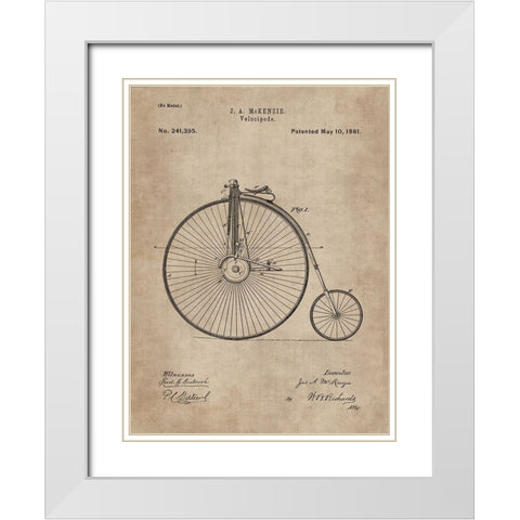 Patent Document of a Velocipede White Modern Wood Framed Art Print with Double Matting by CAG