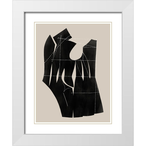 Stitch II White Modern Wood Framed Art Print with Double Matting by CAG