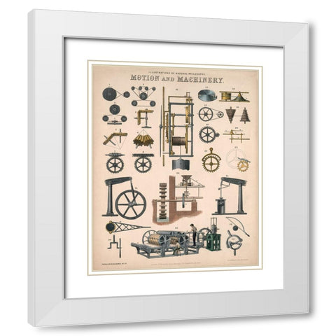 Motion And Machinery - 1850 White Modern Wood Framed Art Print with Double Matting by Emslie, John