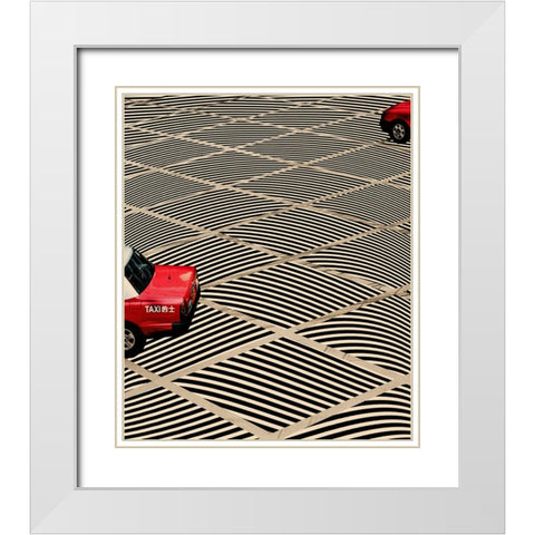 Taxi White Modern Wood Framed Art Print with Double Matting by Wonder, Howie