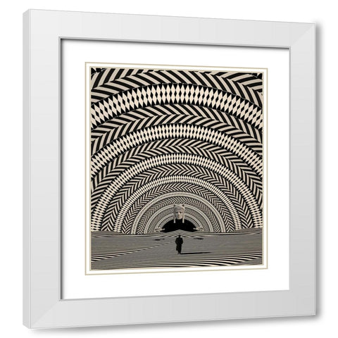 Rings White Modern Wood Framed Art Print with Double Matting by Wonder, Howie