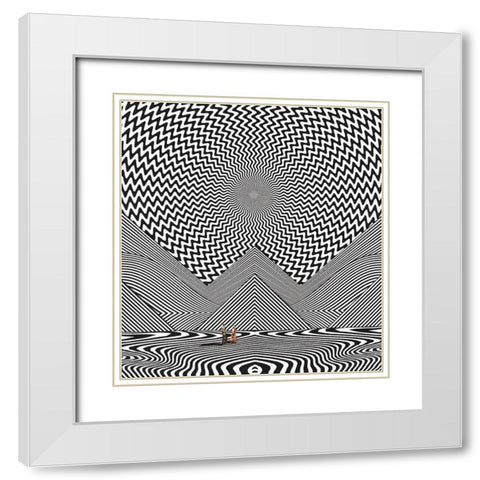 Tetrahedron White Modern Wood Framed Art Print with Double Matting by Wonder, Howie