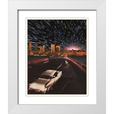 Merging Traffic White Modern Wood Framed Art Print with Double Matting by Wonder, Howie