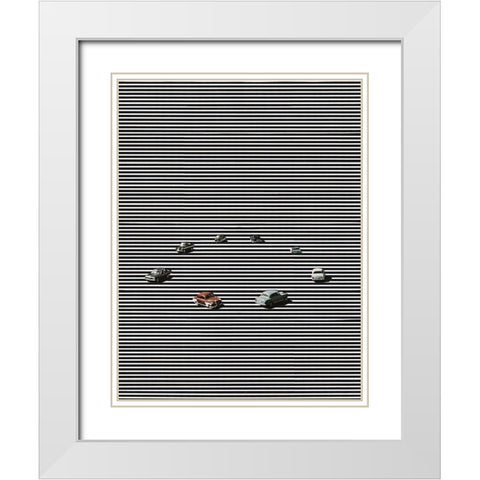 Loop White Modern Wood Framed Art Print with Double Matting by Wonder, Howie