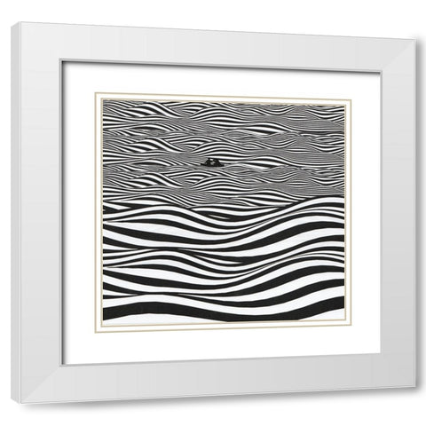 Waves White Modern Wood Framed Art Print with Double Matting by Wonder, Howie