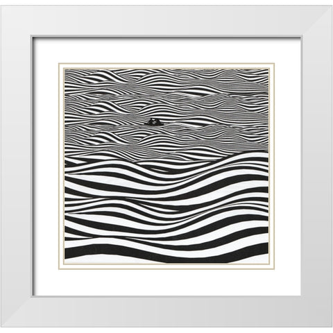 Waves White Modern Wood Framed Art Print with Double Matting by Wonder, Howie