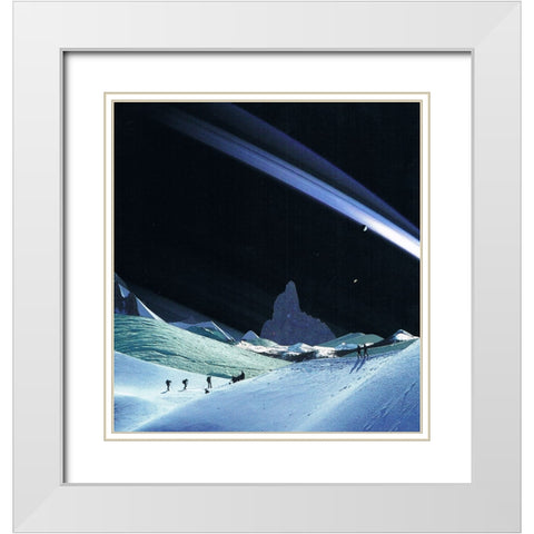 Distant White Modern Wood Framed Art Print with Double Matting by Wonder, Howie