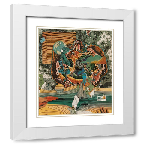 Oceans White Modern Wood Framed Art Print with Double Matting by Wonder, Howie