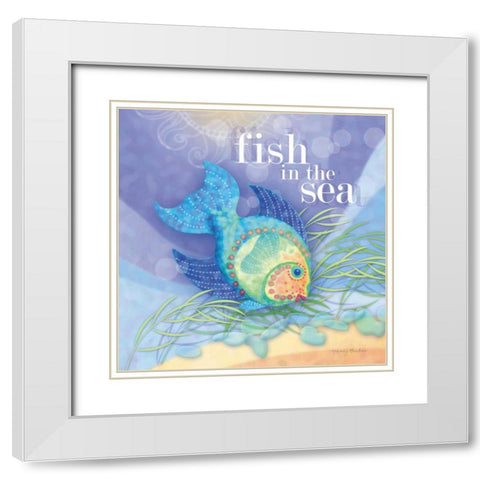 Fish in the Sea White Modern Wood Framed Art Print with Double Matting by Archer, Nancy