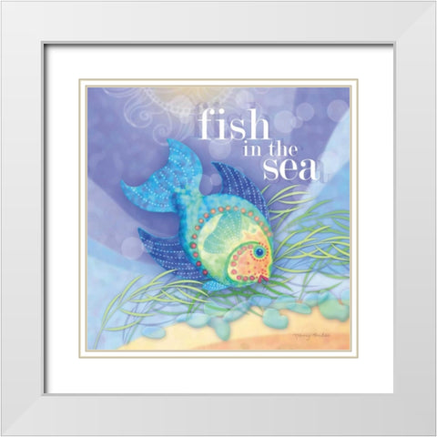 Fish in the Sea White Modern Wood Framed Art Print with Double Matting by Archer, Nancy
