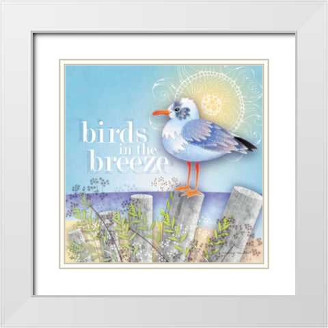 Birds in the Breeze White Modern Wood Framed Art Print with Double Matting by Archer, Nancy