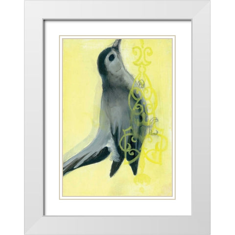 Bird Study VIII White Modern Wood Framed Art Print with Double Matting by Adkin, Arielle