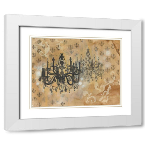 Chandelier White Modern Wood Framed Art Print with Double Matting by Adkin, Arielle