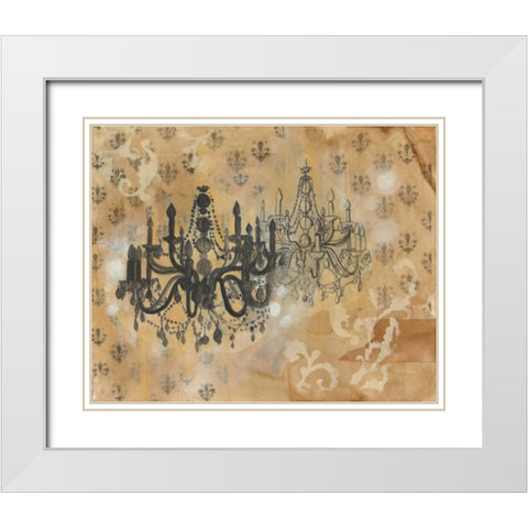 Chandelier White Modern Wood Framed Art Print with Double Matting by Adkin, Arielle