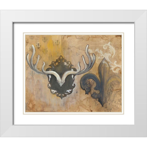 Antlers White Modern Wood Framed Art Print with Double Matting by Adkin, Arielle