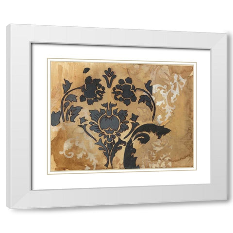 Black Damask White Modern Wood Framed Art Print with Double Matting by Adkin, Arielle