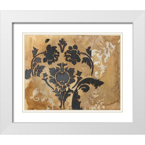 Black Damask White Modern Wood Framed Art Print with Double Matting by Adkin, Arielle