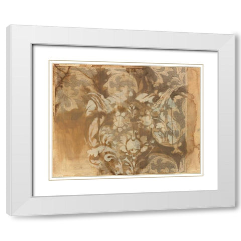 White Damask White Modern Wood Framed Art Print with Double Matting by Adkin, Arielle