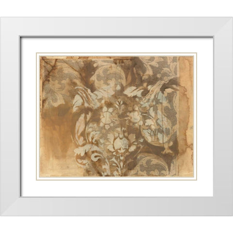 White Damask White Modern Wood Framed Art Print with Double Matting by Adkin, Arielle