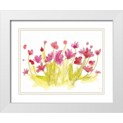 Spring Garden V White Modern Wood Framed Art Print with Double Matting by Adkin, Arielle