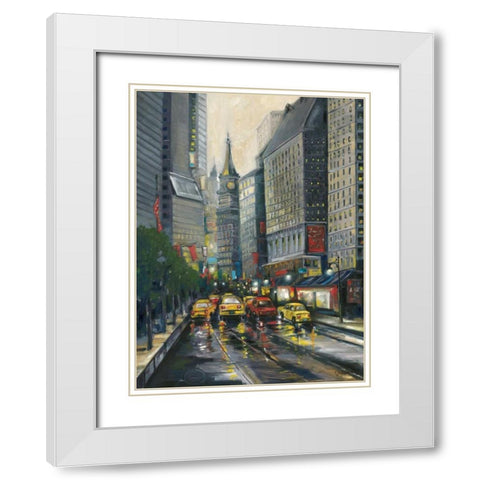 City Street I White Modern Wood Framed Art Print with Double Matting by Adams, J.