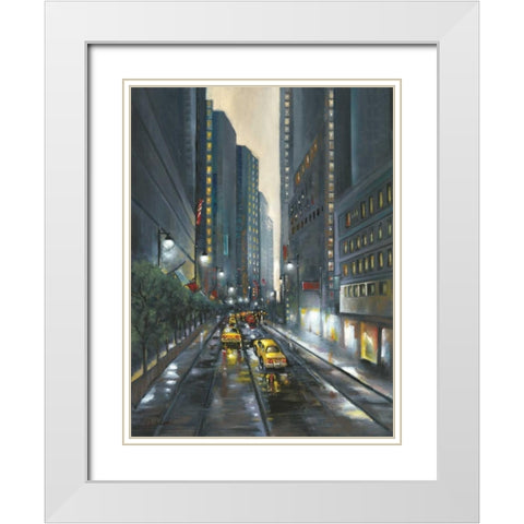 City Street II White Modern Wood Framed Art Print with Double Matting by Adams, J.