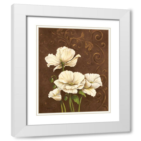 Moonlight Poppies I White Modern Wood Framed Art Print with Double Matting by Adams, J.
