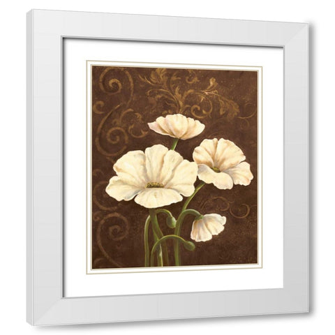 Moonlight Poppies II White Modern Wood Framed Art Print with Double Matting by Adams, J.