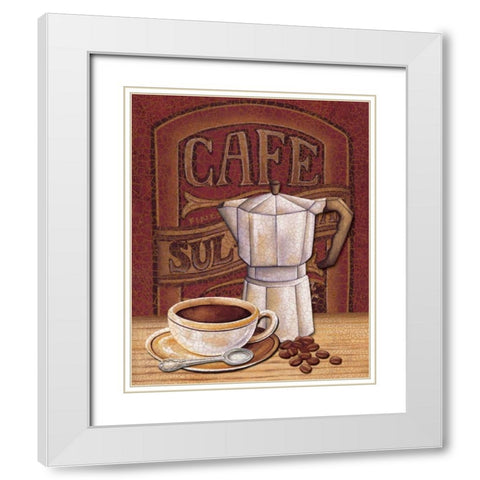 Cafe Mundo I White Modern Wood Framed Art Print with Double Matting by Audrey, Charlene