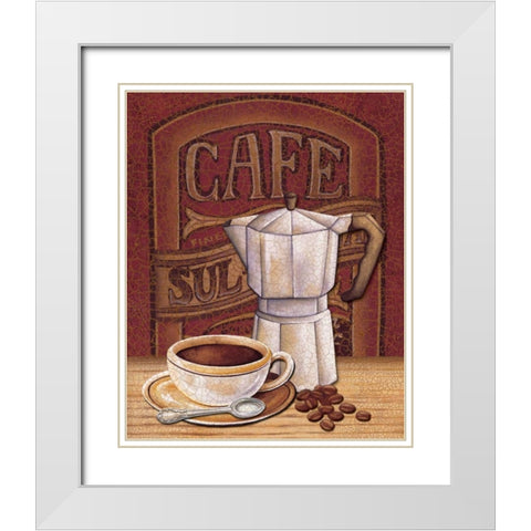 Cafe Mundo I White Modern Wood Framed Art Print with Double Matting by Audrey, Charlene