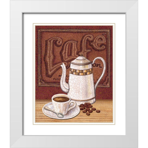 Cafe Mundo II White Modern Wood Framed Art Print with Double Matting by Audrey, Charlene
