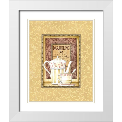 Darjeeling Tea White Modern Wood Framed Art Print with Double Matting by Audrey, Charlene