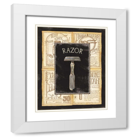Grooming Razor White Modern Wood Framed Art Print with Double Matting by Audrey, Charlene
