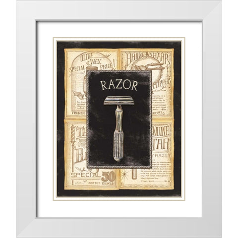 Grooming Razor White Modern Wood Framed Art Print with Double Matting by Audrey, Charlene
