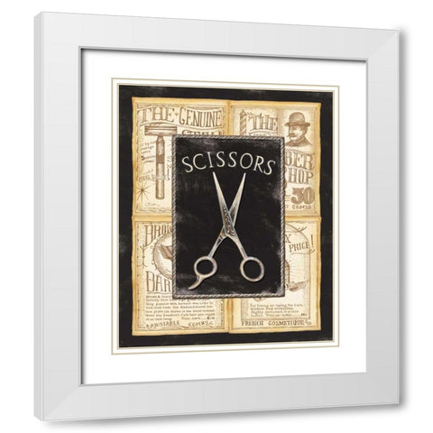 Grooming Scissors White Modern Wood Framed Art Print with Double Matting by Audrey, Charlene