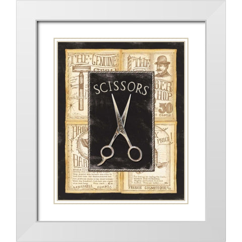 Grooming Scissors White Modern Wood Framed Art Print with Double Matting by Audrey, Charlene