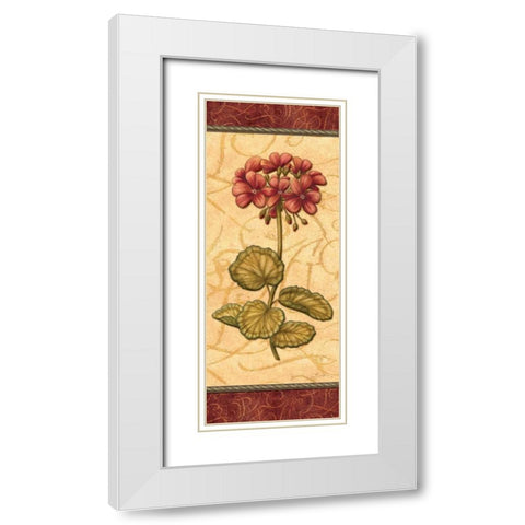 Red Passion Geranium White Modern Wood Framed Art Print with Double Matting by Audrey, Charlene