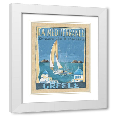 Greece White Modern Wood Framed Art Print with Double Matting by Audrey, Charlene