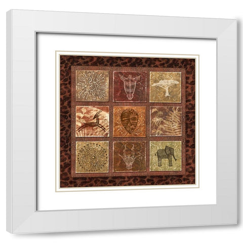 Tribal Collage II White Modern Wood Framed Art Print with Double Matting by Audrey, Charlene