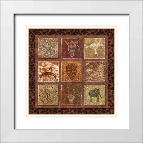 Tribal Collage II White Modern Wood Framed Art Print with Double Matting by Audrey, Charlene
