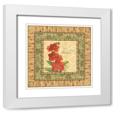 Bright Orchids I White Modern Wood Framed Art Print with Double Matting by Audrey, Charlene
