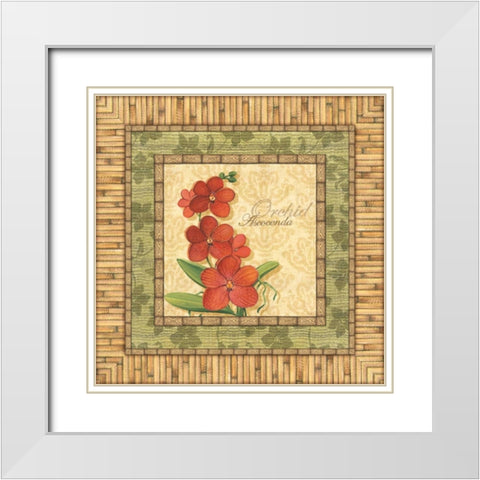 Bright Orchids I White Modern Wood Framed Art Print with Double Matting by Audrey, Charlene