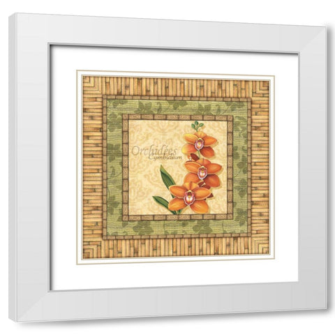 Bright Orchids II White Modern Wood Framed Art Print with Double Matting by Audrey, Charlene