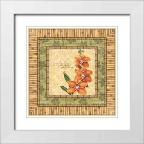 Bright Orchids II White Modern Wood Framed Art Print with Double Matting by Audrey, Charlene