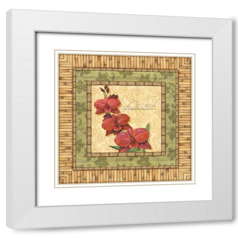 Bright Orchids III White Modern Wood Framed Art Print with Double Matting by Audrey, Charlene