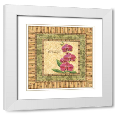 Bright Orchids IV White Modern Wood Framed Art Print with Double Matting by Audrey, Charlene