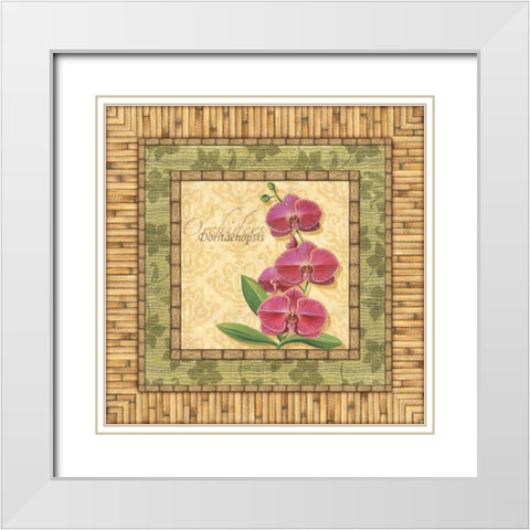 Bright Orchids IV White Modern Wood Framed Art Print with Double Matting by Audrey, Charlene